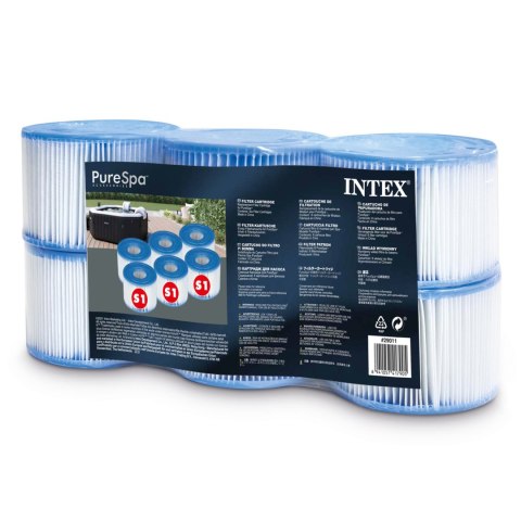 Filtry S1 komplet 6 sztuk zestaw Pure SPA INTEX 29011 Filtry S1 komplet 6 sztuk zestaw Pure SPA INTEX 29011